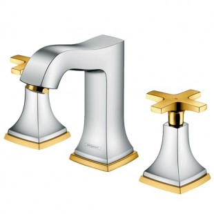 شیر روشویی سه تکه هانس گروهه مدل Metropol Classic کروم طلایی
