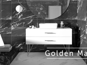سرامیک پرسلان راک مدل GoldenMarble مشکی رگه دار