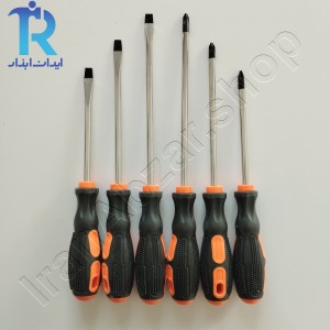 مجموعه 6 عددی پیچ گوشتی ساده نارنجی مشکی