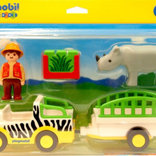 ماشین باغ وحش پلی موبيل مدل safari truck with rhino 6743