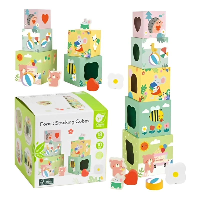 برج مکعب هوش چوبی کلاسیک ورلد classic world Forest Stacking Cubes کد 20222