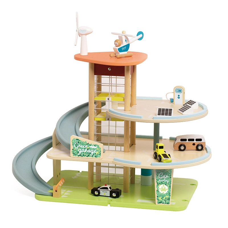 پیست و ریسینگ ماشین چوبی کلاسیک ورلد classic world Green Garage کد 50615