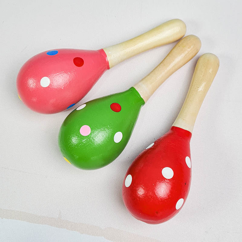 اسباب بازی جغجغه چوبی طرح خال خالی سایز کوچک کد 6827884