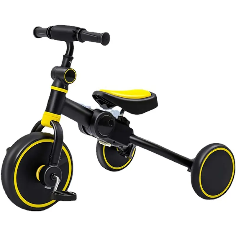 سه چرخه کودک تاشو مشکی زرد MammaMia 4*1 کد S100