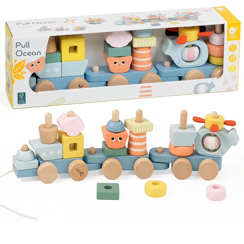 قطار مونته سوری چوبی 28 تکه کلاسیک ورلد Pull Ocean Classic World کد 10520