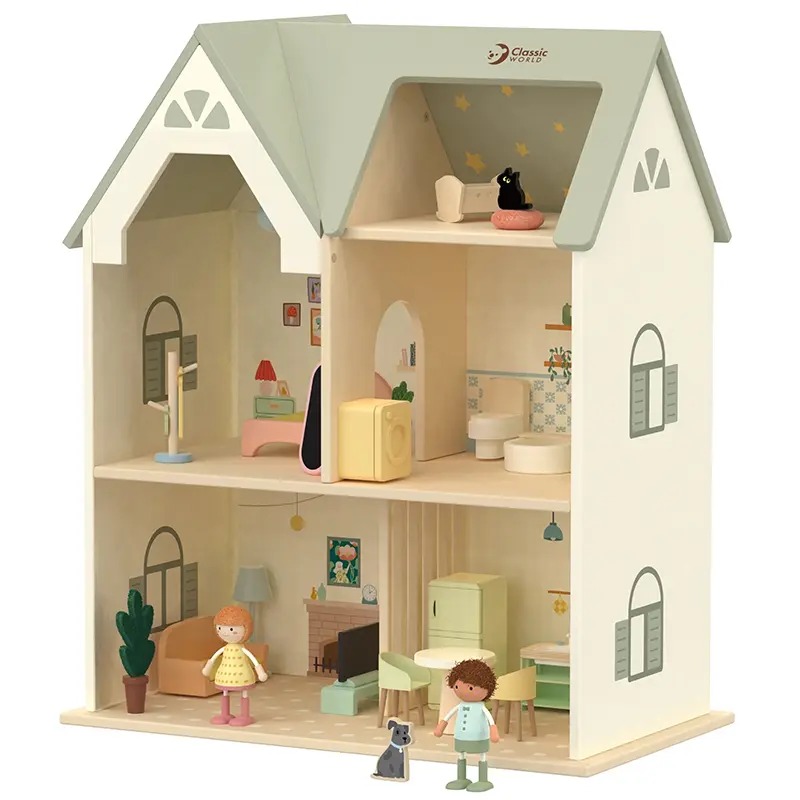 خانه عروسک چوبی کلاسیک ورلد Cozy Cottage Classic World کد  50638