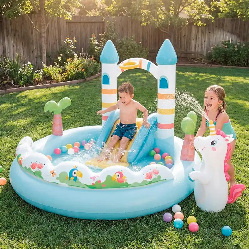 استخر بادی سرسره دار اینتکس مدل یونیکورن Intex Unicorn Castle Play Center کد 56148