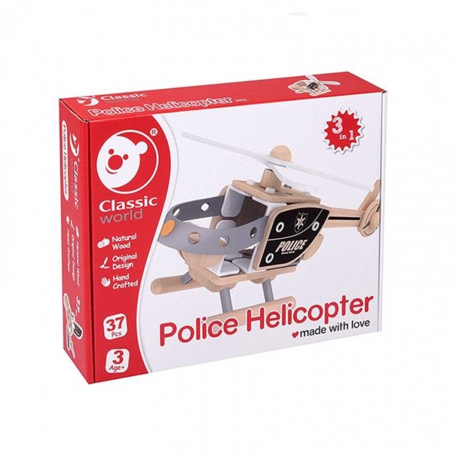 هلیکوپتر پلیس اسباب بازی چوبی Classic World مدل 3802