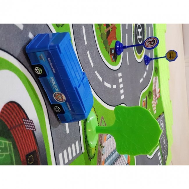 فرش ماشین بازی کودک با ماشین پلیس مدل 23315