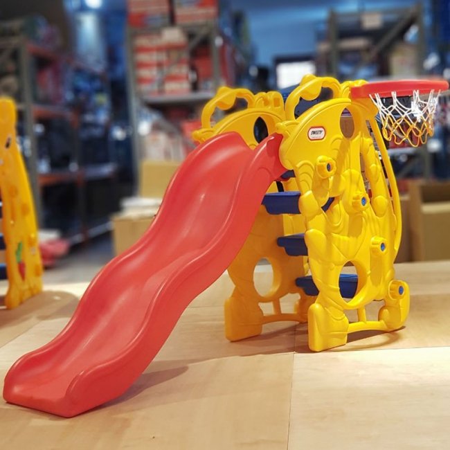 سرسره کودک 3 پله موج دار سگ با حلقه بسکتبال مدل vs705 sweety