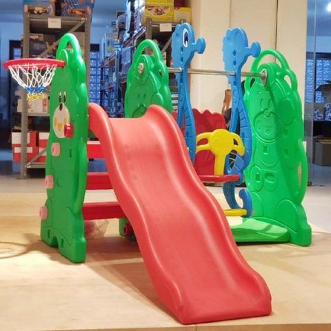 تاب و سرسره موج دار طرح خرس سبز با حلقه بسکتبال مدل 5064