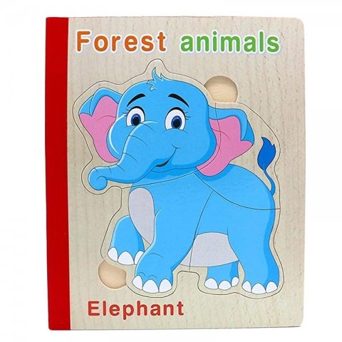 پازل کتابی چوبی مدل حیوانات جنگل کد XLE-009