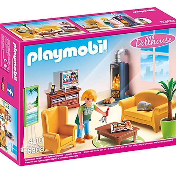 ساختني پلي موبيل مدل Living Room with Fireplace Doll House 5308