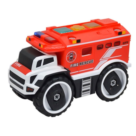 اسباب بازی کامیون آتش نشانی موزیکال با پیچ گوشتی و مهره کد 862A2