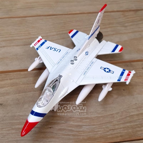 هواپیما اسباب بازی موزیکال مدل جنگی F16 رنگ سفید کد P/835D/A
