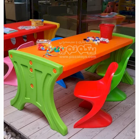 میز کودک مستطیل 6 نفره نارنجی مدل p/van110/na