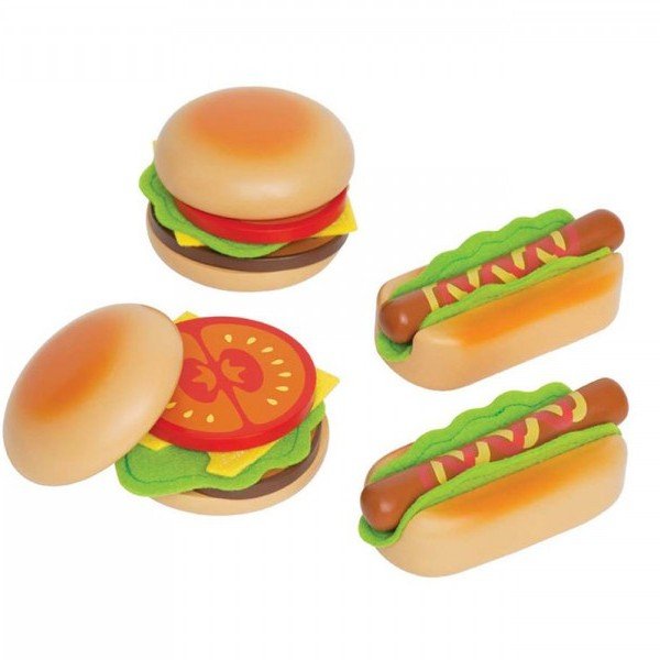 ست ساندویچ چوبی کودک hape مدل Hamburgers & Hotdogs 3112