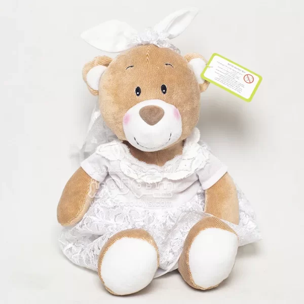 عروسک پولیشی خرس با لباس عروس کد AF100126A