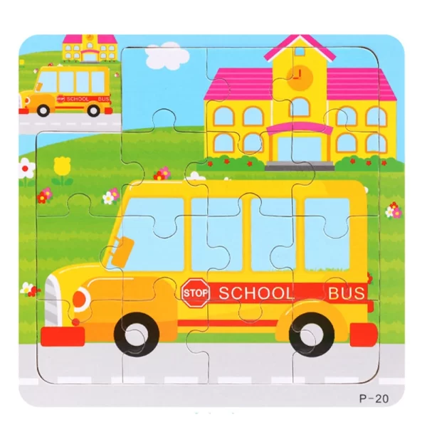 پازل چوبی کودک مدل اتوبوس مدرسه کد 44P20
