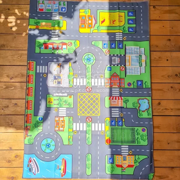 فرش ماشین بازی کودک پارچه ای طرح شهرک ترافیک کد 677056