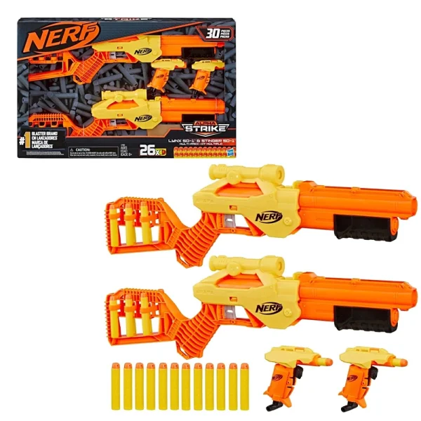 تفنگ اسباب بازی کودک نرف مدل  NERF ALPHA STRIKE LYNX AND STGER کد E7580
