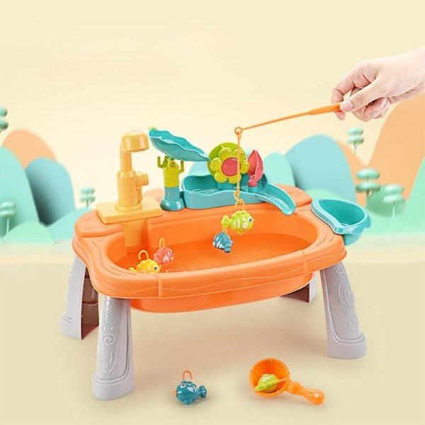 اسباب بازی سینک ظرفشویی و میز ماهیگیری رنگ نارنجی کد P/6070/B