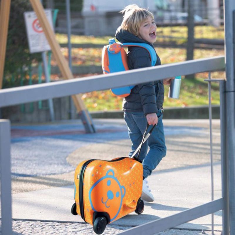چمدان کودک طرح خرس نارنجی چرخدار کد 852289