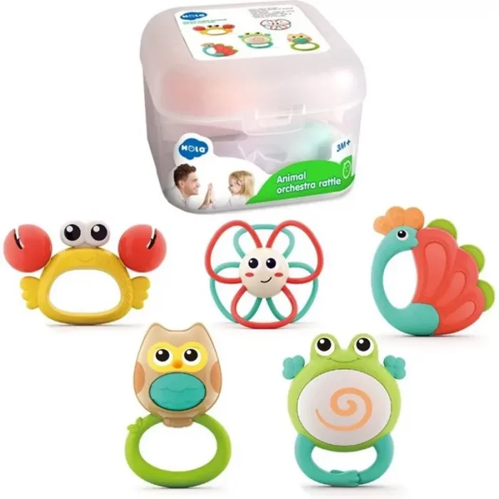 اسباب بازی نوزاد جغجغه دندانگیر 5 عددی هولی تویز Hola Toys کد E318B