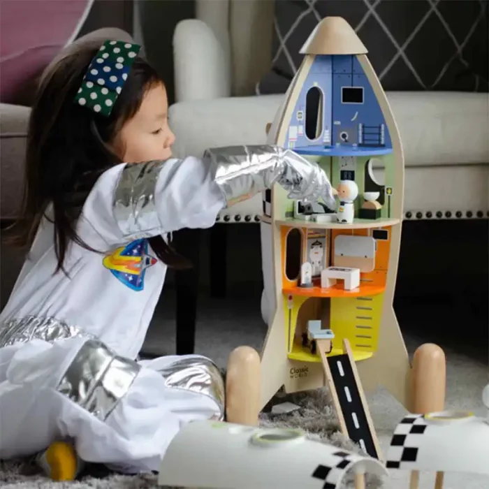 استند چوبی کلاسیک ورلد طرح راکت فضایی Pretend Play Rocket classic world کد 50528