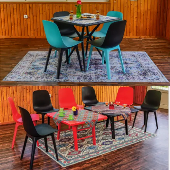 میز بزرگسال مربع  تیکا رنگ صورتی P/TF03/SO