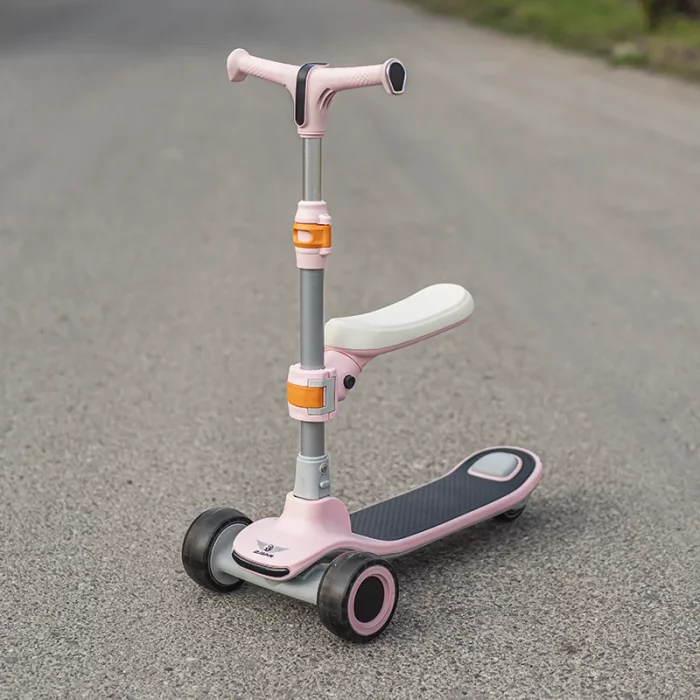 اسکوتر کودک تاشو زگان نشیمن دار بلوتوثی رنگ صورتی ZEGAN کد P/ZG612/D
