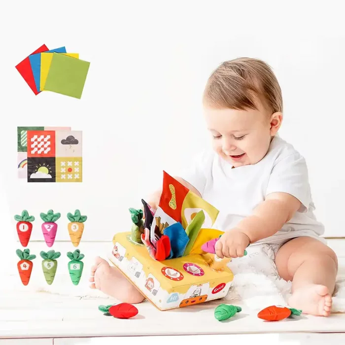 مکعب حسی مونته سوری کاشت هویج طرح اتوبوس حیوانات کد QBX125A