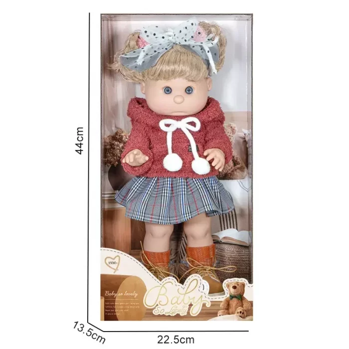 عروسک دخترانه 36 سانتیمتری هودی زرشکی با  تل سفید کد 88112