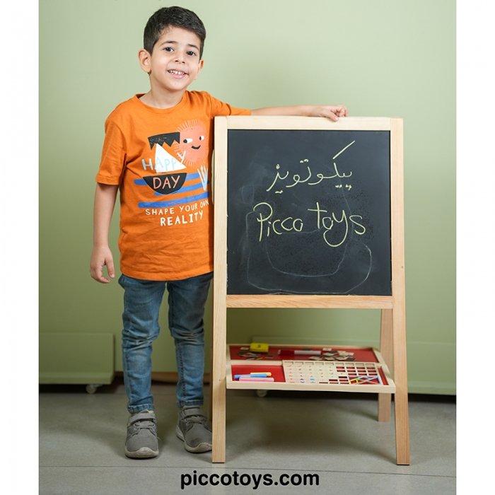 تخته نقاشی چوبی دو طرفه پایه دار کد 21307