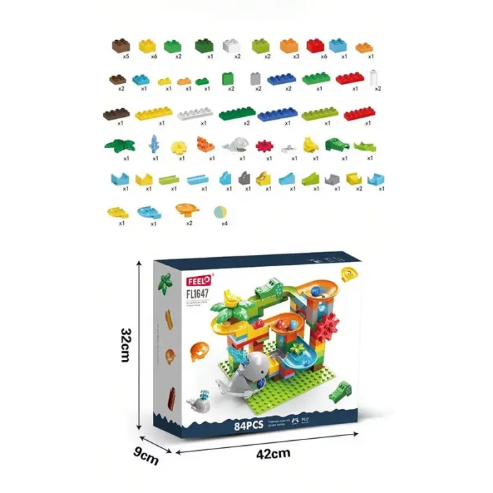 اسباب بازی لگو سرسره توپ طرح حیوانات دریایی  84 تکه  فیلو FEELO کد FL1647