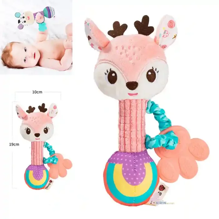اسباب بازی نوزاد جغجغه طرح گوزن صورتی کد 823742
