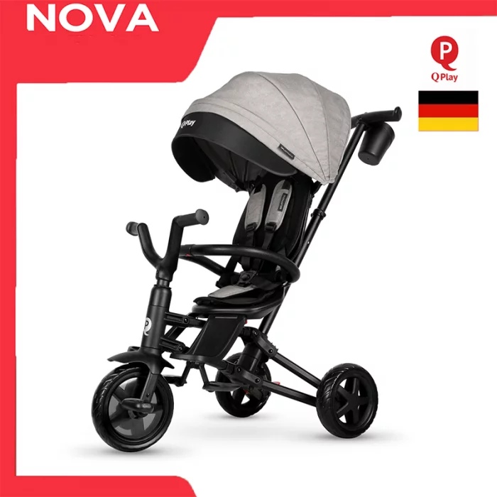 سه چرخه کودک تاشو پلی کیدز مدل Play Kids Nova plus Eva  رنگ طوسی کد 624716