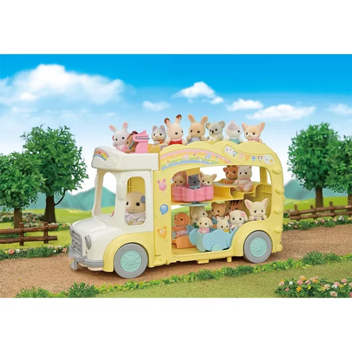 اسباب بازی سیلوانیان فامیلیز Sylvanian Families مدل Adventure Kindergarten Bus Rainbow کد 5744