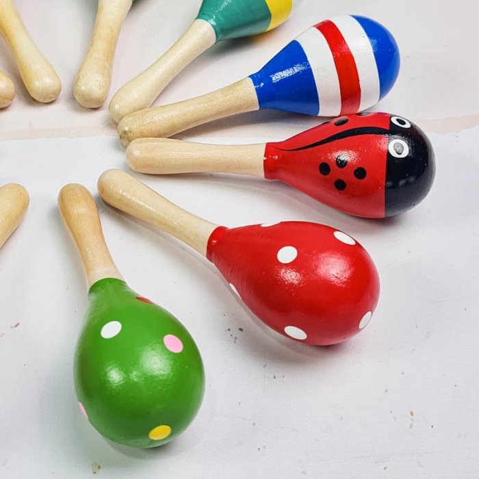 اسباب بازی جغجغه چوبی طرح خال خالی سایز کوچک کد 6827884