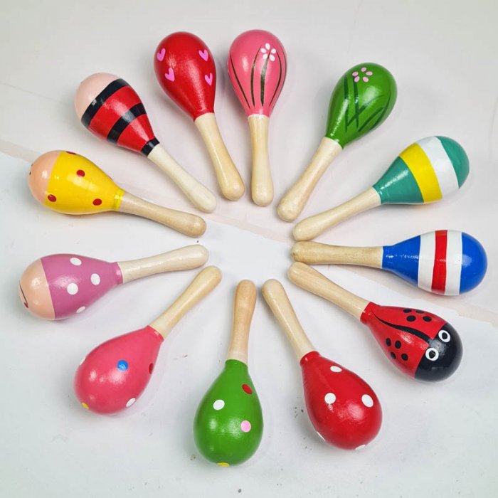 اسباب بازی جغجغه چوبی طرح خال خالی سایز کوچک کد 6827884