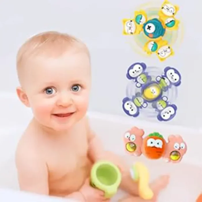 اسپینر چسبونکی و جغجغه 3 عددی مدل حیوانات کد 11479