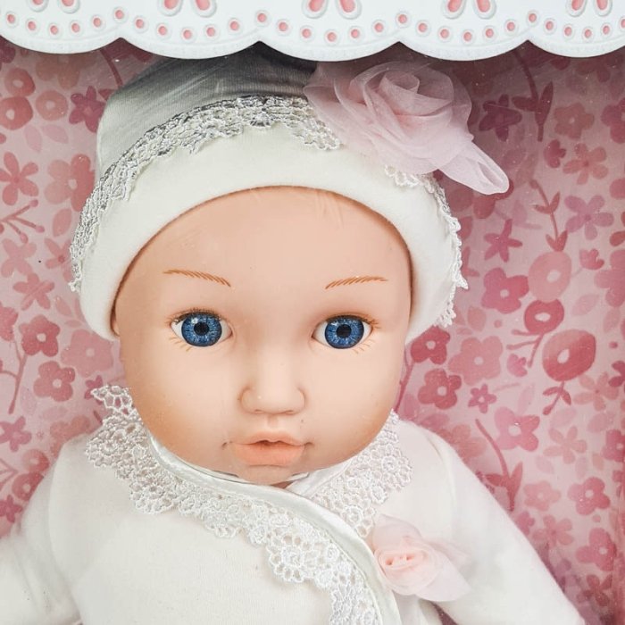 عروسک دخترانه نوزادی لباس سفید BABY SO SWEET کد  7023281