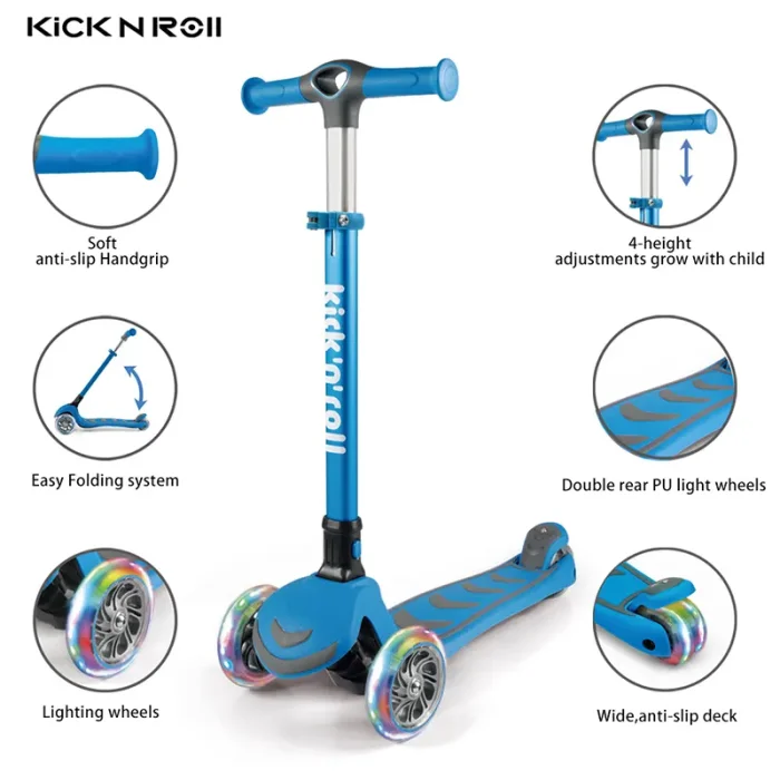 اسکوتر کودک تاشو کیک اند رول Kick and roll Scooter رنگ صورتی کد P/S6/SU