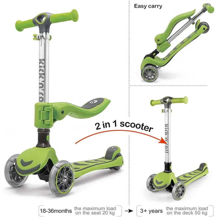 اسکوتر کودک تاشو کیک اند رول Kick and roll Scooter رنگ مشکی طلایی کد P/S6/ME