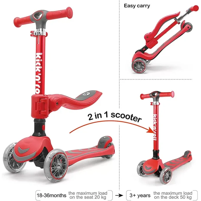 اسکوتر کودک تاشو کیک اند رول Kick and roll Scooter رنگ سبز کد P/S6/SA