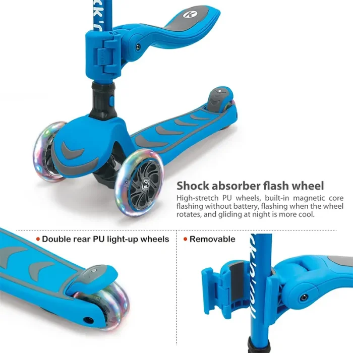 اسکوتر کودک تاشو کیک اند رول Kick and roll Scooter رنگ آبی کد P/S6 2in1/AB
