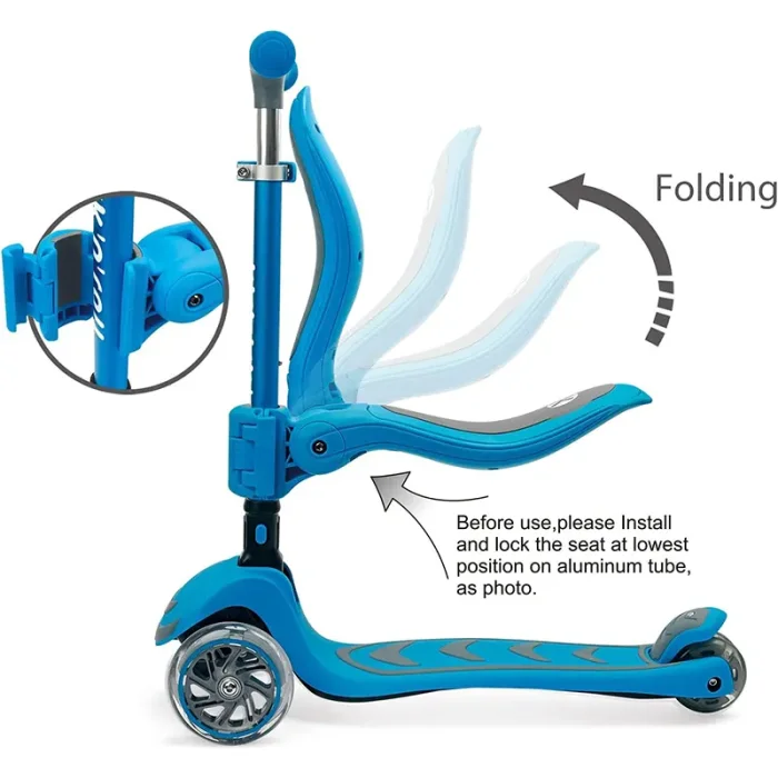 اسکوتر کودک تاشو کیک اند رول Kick and roll Scooter رنگ آبی کد P/S6 2in1/AB