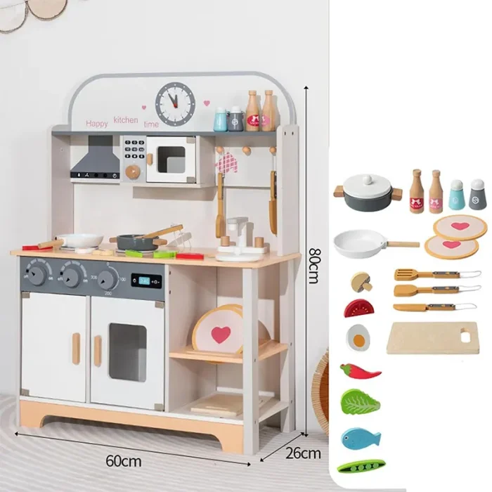 آشپزخانه کودک چوبی رنگ سفید کد KBQ2024001