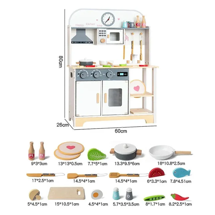 آشپزخانه کودک چوبی رنگ سفید کد KBQ2024001