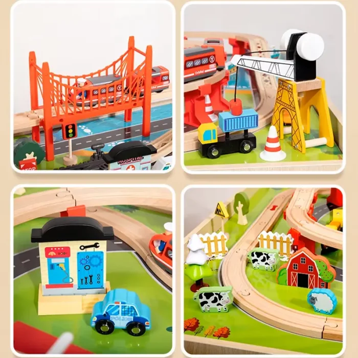 میز قطار بازی چوبی FlyingBoom Train Table Set کد FBTS001